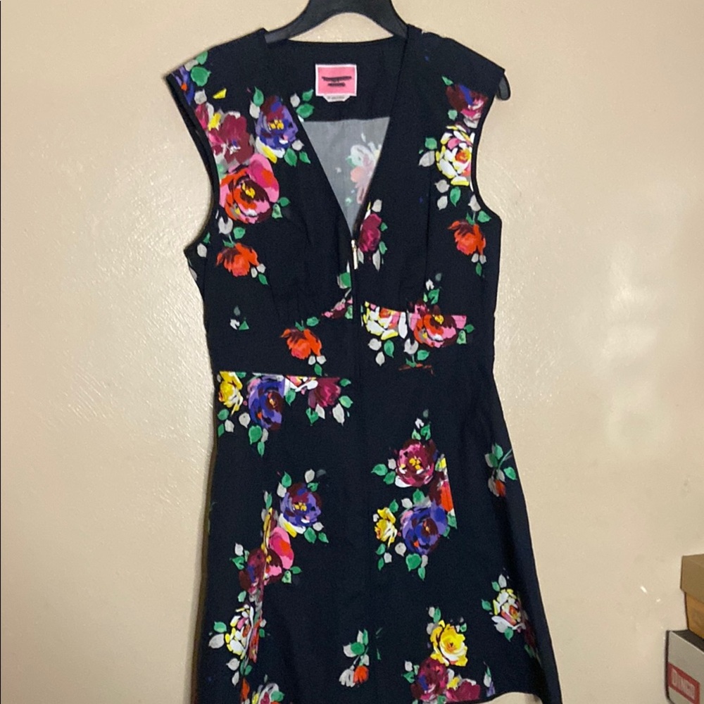 Kate SPADE Floral Sleeveless Dress - Black with Multicolor Accents